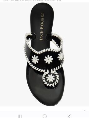 Jack Rogers Black and White Daisy Whipstitch Sandals